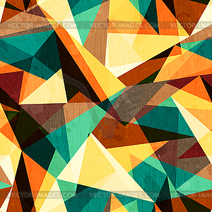 Colored triangle seamless texture with wood effect - vector clip art