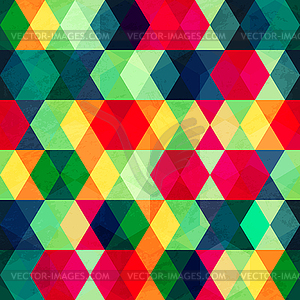 Colorful triangle seamless pattern with grunge - vector image