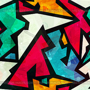 Graffiti geometric seamless pattern with grunge - vector image