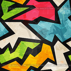 Graffiti mosaic seamless pattern with grunge effect - vector clipart