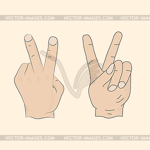 Hand peace, silhouette - vector image