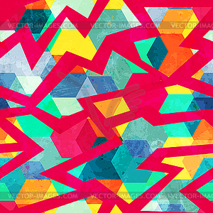 Grunge retro mosaic seamless pattern - vector image