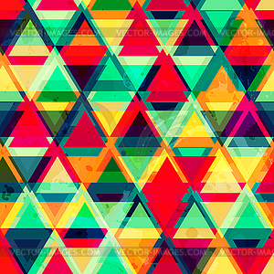 Hipster triangle seamless pattern with grunge effect - vector image