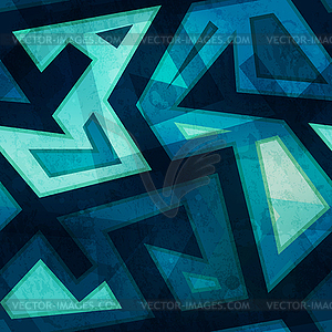 Marine blue geometric seamless pattern with grunge - vector EPS clipart