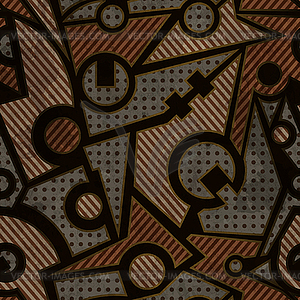 Mechanic geometric seamless pattern with rust effect - royalty-free vector image