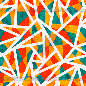 Mosaic triangle seamless pattern with grunge effect - vector clip art