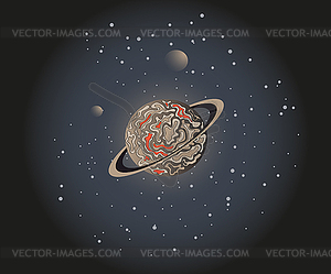 Планета в космосе - рисунок в векторе