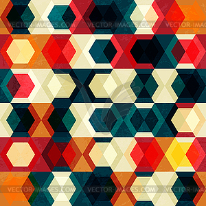 Retro cell seamless pattern with grunge effect - vector clip art