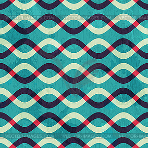 Retro curve seamless pattern with grunge effect - vector clipart