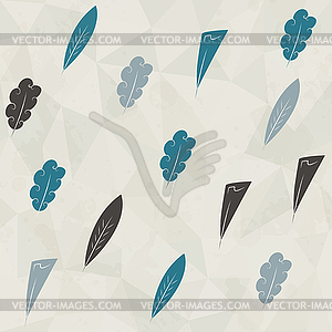 Retro feathers seamless with paper and grunge - vector clip art