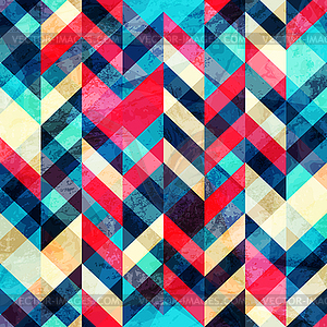 Hipster zigzag seamless pattern with grunge effect - vector image