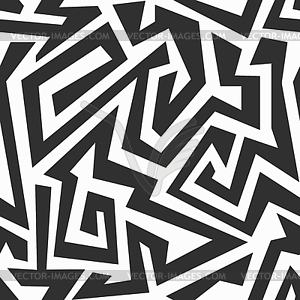 Monochrome labyrinth seamless pattern - vector image