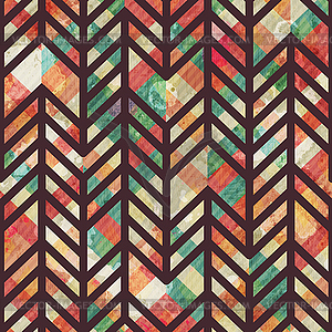 Retro mosaic seamless pattern with grunge effect - vector image