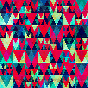 Vintage red triangle seamless pattern with grunge - vector clip art