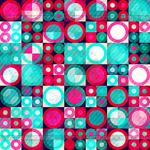 Watercolor circle seamless pattern with grunge - vector clipart