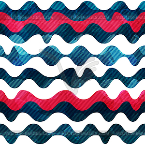 Wave seamless pattern with grunge effect - vector clip art