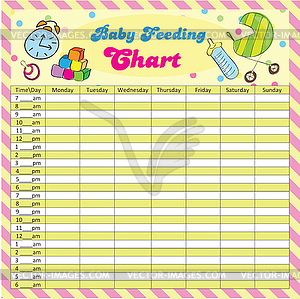 Baby feeding schedule for moms - colorful - vector clipart