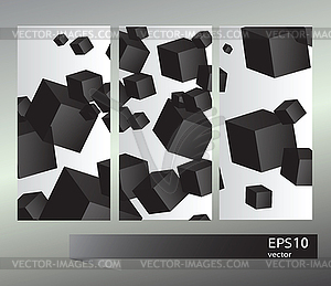 Set of banners with elements - white & black vector clipart