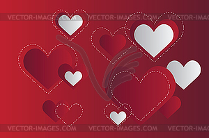 Фон с красными сердцами и цветами - изображение в векторе / векторный клипарт