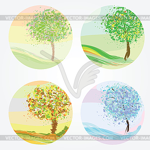 Four seasons - spring, summer, autumn, winter - vector clip art