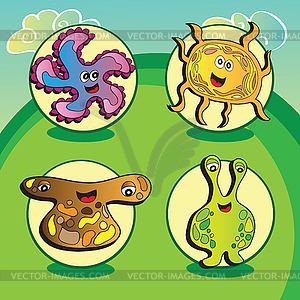 Funny characters - Set of four elements - vector clipart