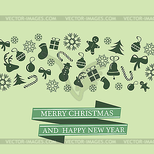 Christmas card with Xmas decorations - vector EPS clipart