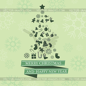 Christmas card with Xmas decorations - vector clipart