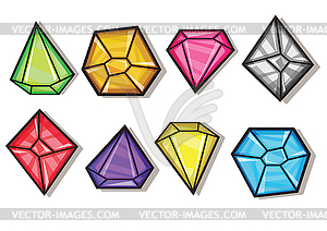 Cartoon gems and diamonds icons set - vector EPS clipart