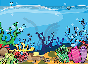 Marine underwater scene - vector clip art