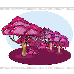 Pink Wood against cloud - vector clipart