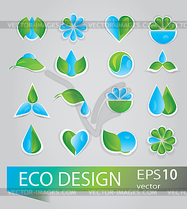 Collection of ecology signs - vector image