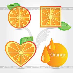 Shapes of orange fruit - vector clip art