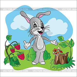 Cartoon cute hare - vector clipart