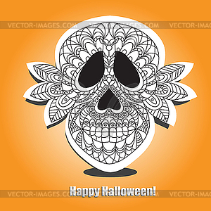 Dead Skull - helloween card - vector image