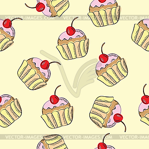 Seamless pattern with cakes - vector EPS clipart