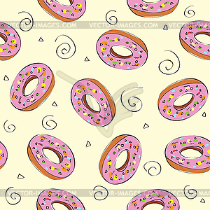 Seamless pattern with donuts - vector clipart