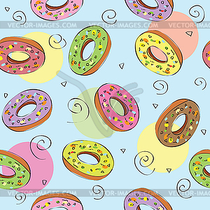 Seamless pattern with donuts - vector image