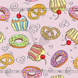 Seamless pattern cakes - vector clip art