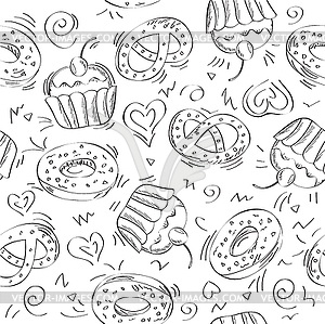 Seamless pattern cakes - vector image