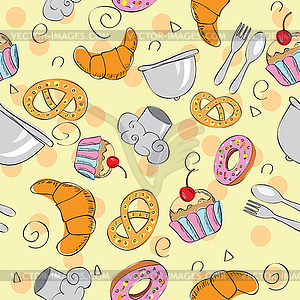 Food seamless background - color vector clipart