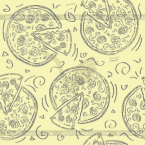 Doodle style pizza seamless background - vector clip art