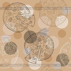 Doodle style pizza seamless background - vector image