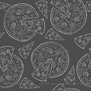 Doodle style pizza seamless background - vector clipart