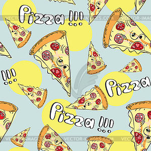 Doodle style pizza seamless background - vector clip art