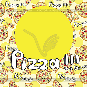 Doodle style pizza seamless cover fore menu - vector clip art