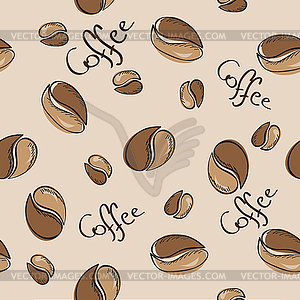 Coffee beans seamless pattern - - vector image