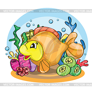 Happy goldfish - vector clipart