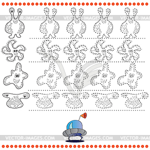 Connect dots number of images - exercise for kids - color vector clipart