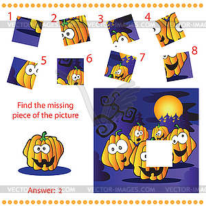 Find missing piece - Puzzle game for Children - vector image