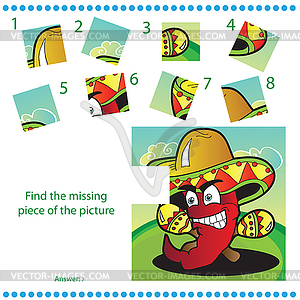 Find missing piece - Puzzle game for Children - vector image